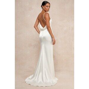 Lulus Lovely Endearment White Satin Sleeveless Backless Maxi Dress - Size S